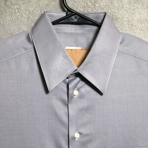Armani Collezioni Shirt Mens 16 41 Blue Gray Diagonal Stripes Dress Pocket Italy